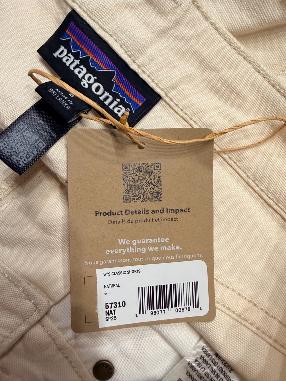 *NWT* Patagonia Women's Classic Shorts in Natural, Size 6 - Picture 10 of 12